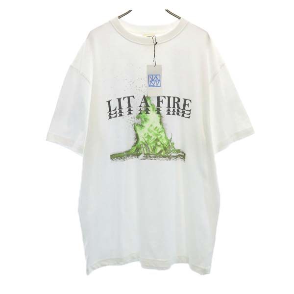 

неиспользованная VAST222 20ss футболка с принтом FIRE с коротким рукавом 3 белая Rubber soul мужская б/у