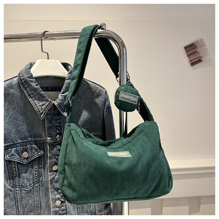 Chic And Minimalist Korean Style Commuter Shoulder Bag In Soft Corduroy For 2024
