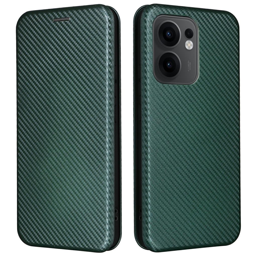 For Oppo Reno13 F 5G Case Carbon Fiber Texture Drop-Proof PU Leather Phone Cover