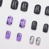 Sweet Purple Little Devil Halloween Press-on Nails with Glitter Silver Edges