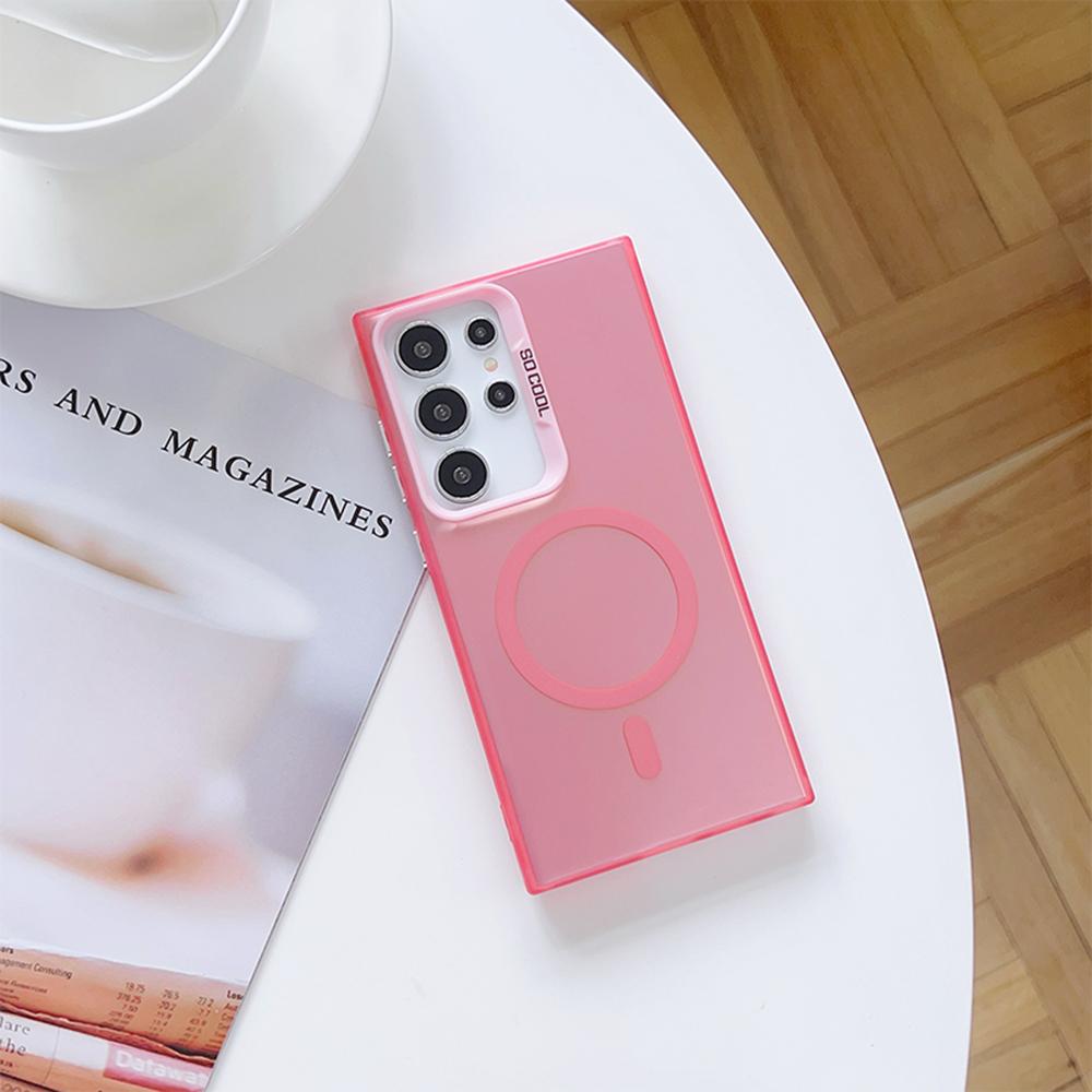 Luksus trådløst lade Magsafe-deksel for Samsung S25 S23 Ultra S22 S24 Plus S21 S20 FE Magnetisk støtsikker hardt støtfangerdeksel