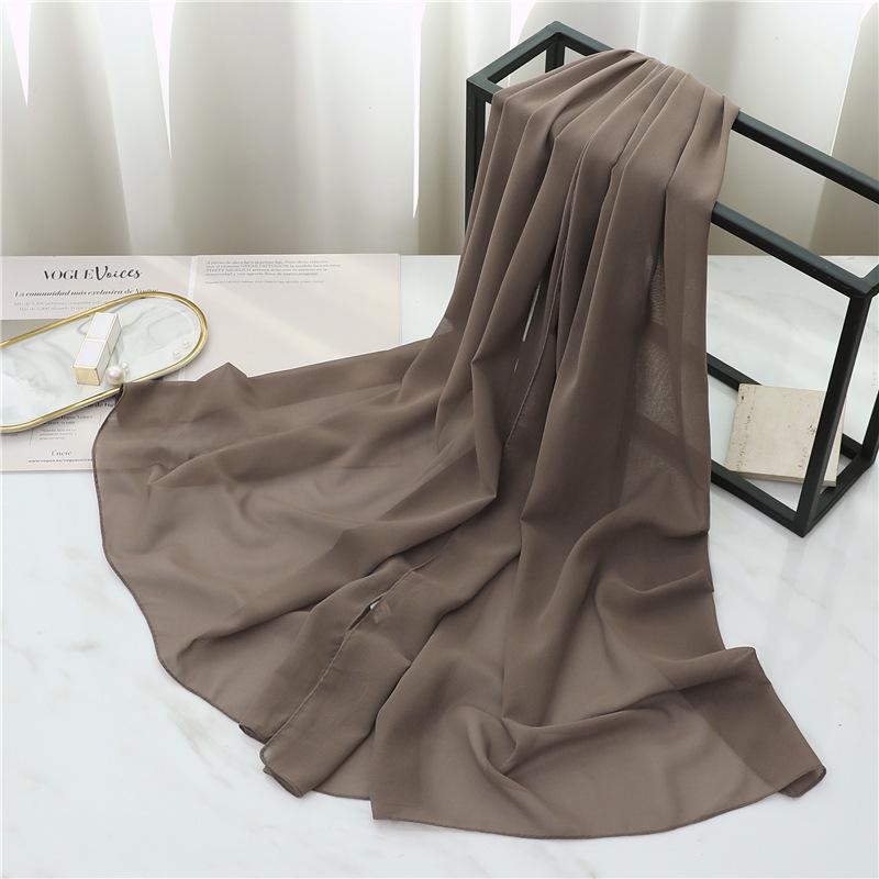 

Прямоугольный шарф из жемчужного сплошного шифона: Универсальный женский платок и шаль. 175*70cm