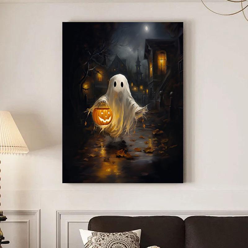 Vintage Halloween Cute Black Cat Candle Ghost Canvas Painting Nordic Dark Horror Academy Posters Bedroom Wall Art Home Decor