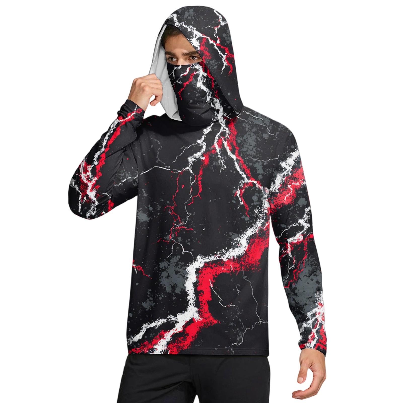 

Мужская рубашка с маской Легкая с длинным рукавом Капюшон Для пеших прогулок Рыбалки Для выступлений XXL белый