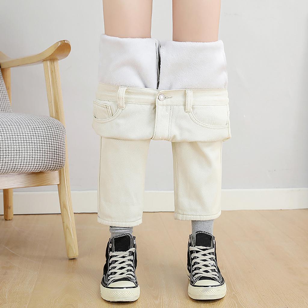 Fashion Women Plus Velvet Loose High Waist Casual  Jeans Straight Pants