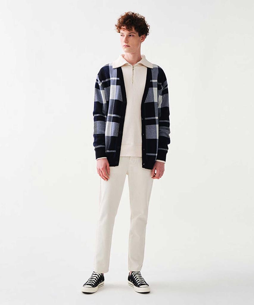 Stco Big Check Pattern Cardigan Blue (Oversized)_Skgua01Ocl