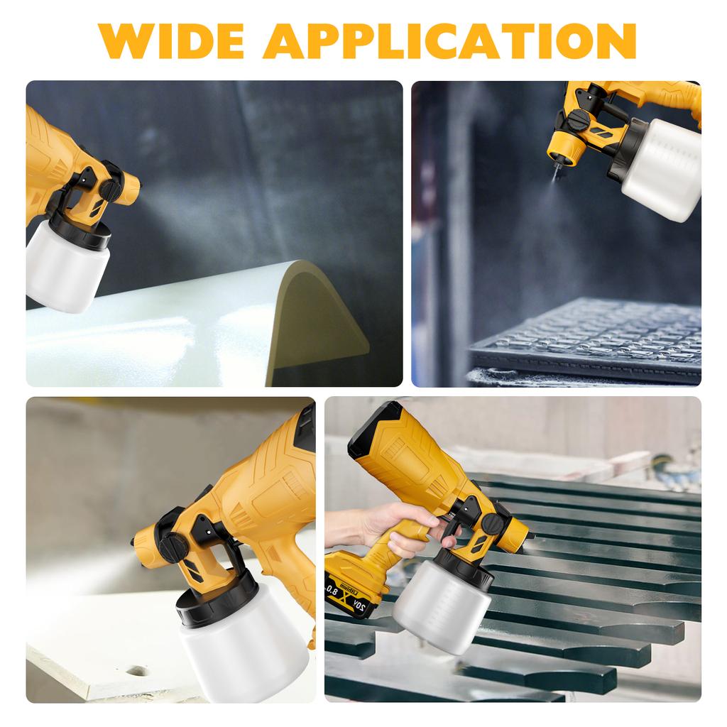for Dewalt Electric Spray Gun 18V 20V Battery Coating Airbrush 800ML Paint Sprayer High Power with 2 Nozzles for Car Furniture