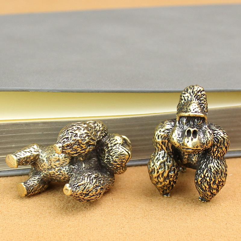 Antique Brass King Kong Gorilla Coffee Table Tea Table Tea Pet Office Desktop Small Ornament Copper Casting Ornament