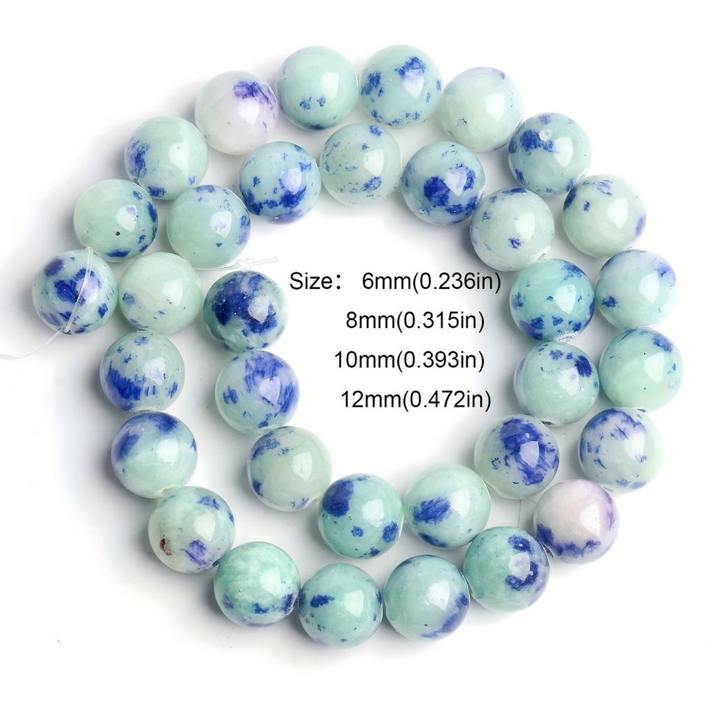 1 Stück 6 mm 8 mm 10 mm 12 mm runder blauer und grüner persischer Jadestein lose Distanzperlen für Schmuck, handgefertigt, Diy-Armband