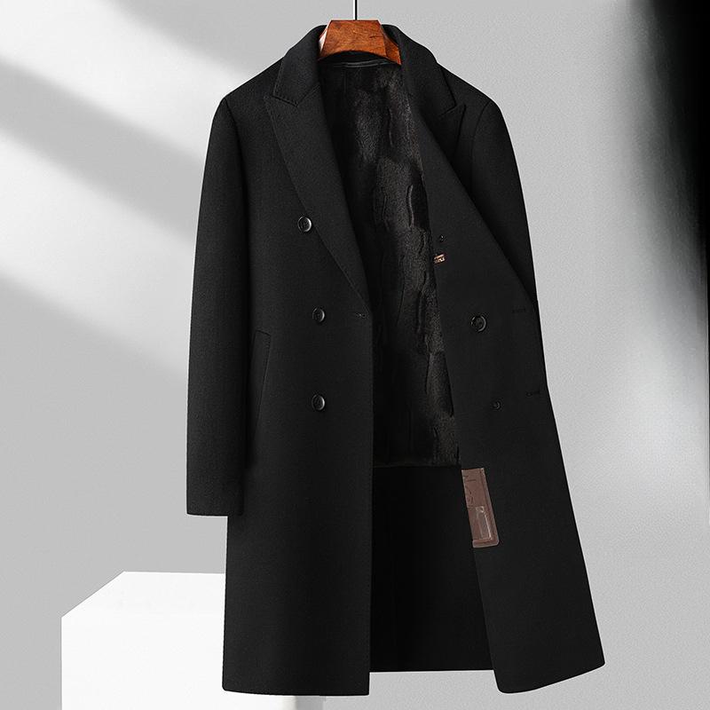 Шерстяное двубортное шерстяное пальто длиной до колена — фото 3