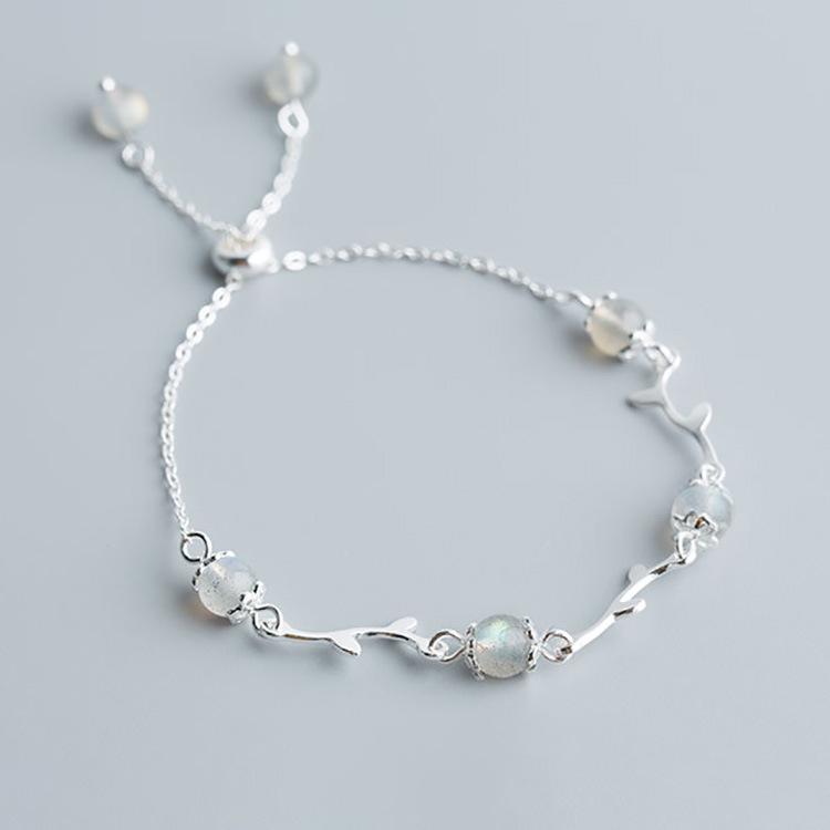 Minimalist S925 Sterling Silver White Gold-Plated Bracelet for Girls - Elegant Bestie Jewelry