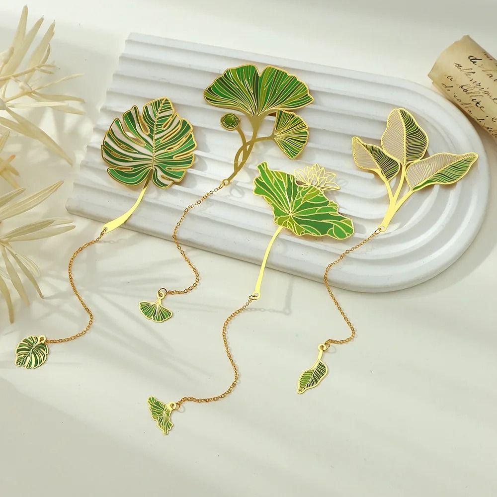 Lotus Leaf Lotus Leaf Vein Metal Bookmark Metal Green Leaf Bookmark  Stationery
