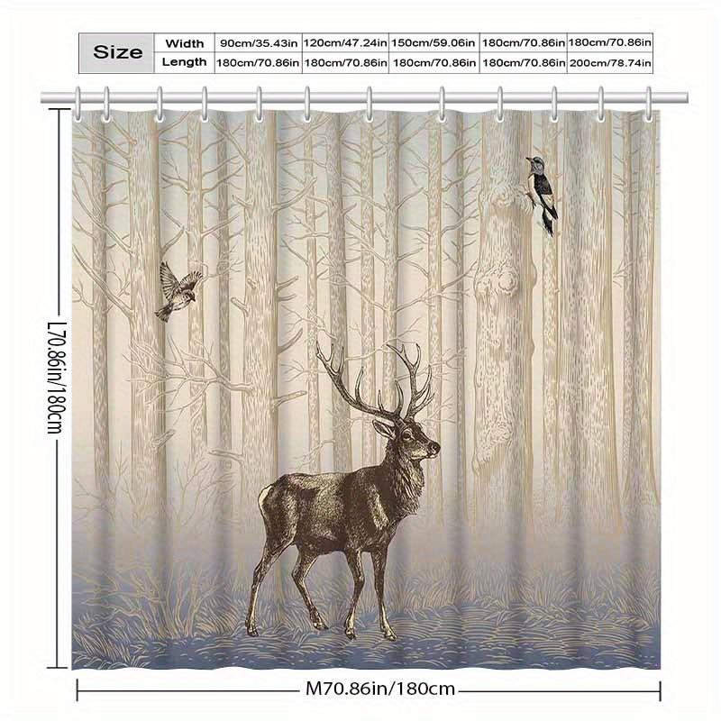 1pc Christmas Deer Forest minimalist shower curtain, high-end elegant bathroom curtain, bathroom decoration pattern
