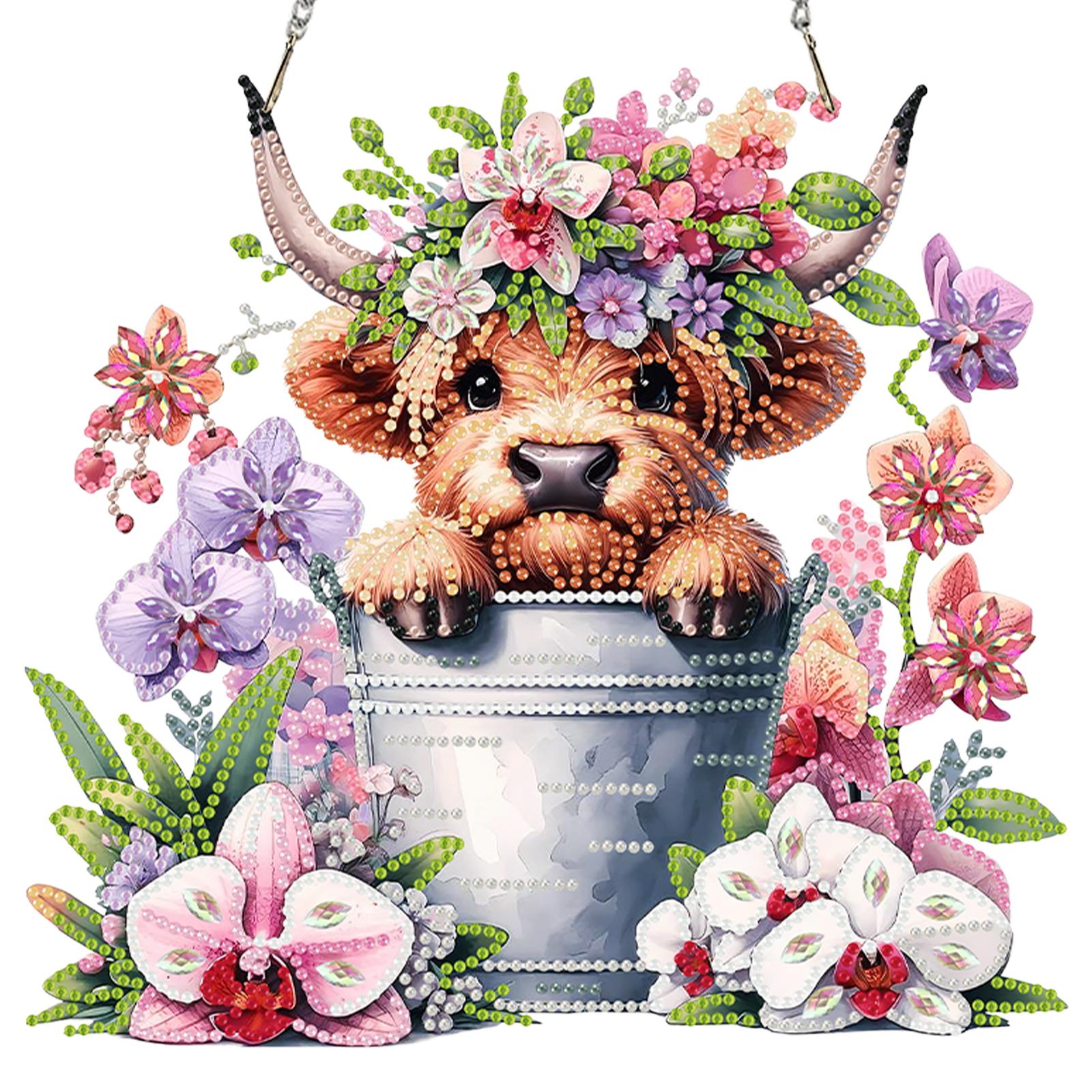 

Animal Theme 2D Flat DIY Acrylic Rhinestone Diamond Art Window Pendants Diamond Painting Dots Pendant Wall Door Decoration