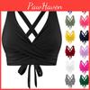 Costum de baie bikini înalt pentru femei, sexy, talie înaltă, culoare solidă, cu legături încrucișate, burete la sutien, fără suport metalic