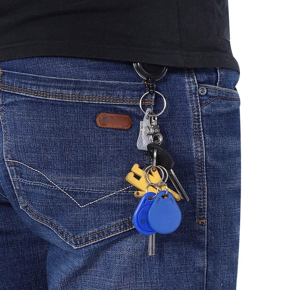 60cm Nylon Wire Rope Retractable Key Ring Keychain Recoil Keyring for Outdoor Use