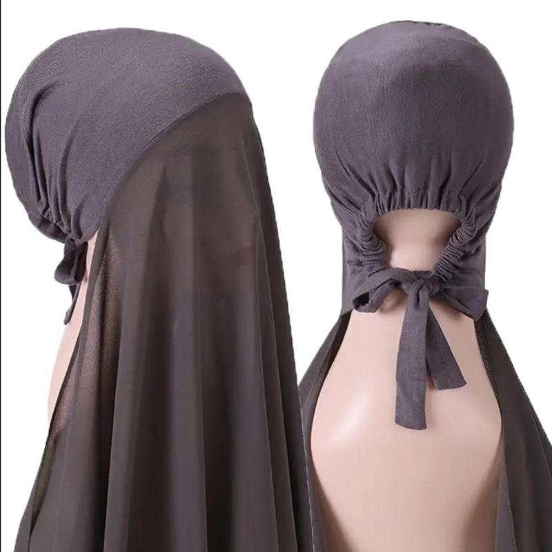 Muslimischer Sofort-Hijab Damenhaube mit Chiffonschal Kopftuch Kappe Innenstirnband Dehnbare Hijab-Abdeckung Kopfwickel Turban