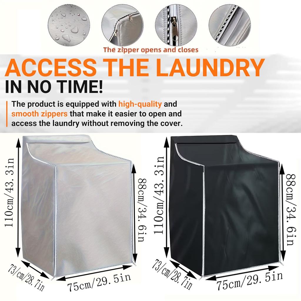 210D Black Silver Coated Oxford Washing Machine Cover, Universal Waterproof Washer Protector