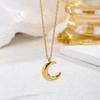 18K Gold Crescent Moon Necklace: Elegant 304 Stainless Steel, Non-fading Collarbone Chain for Women