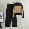 Spring Women's Short Casual Sweater New Knitted Cardigan Wide Leg Pants Two Piece Set