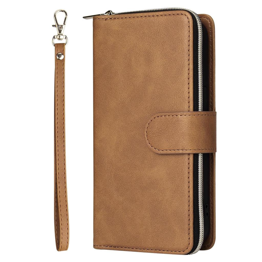 Apple iPhone 13/12 Mini Leather Case: Nine-Card Zipper Style for 14 Pro Max