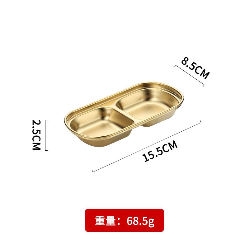Korean Style Seasoning Dish Gold Silver Color Stainless Steel Barbecue Sauce Plate Tableware BBQ Restaurant Kitchen Tool
