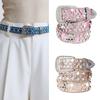 Adjustable Punk Waist Belt With Rhinestones Detail, Stylish PU Leather Waistband Sash For Casual Outfit