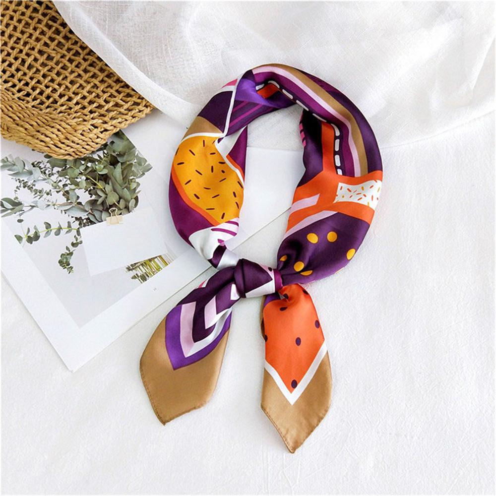 Floral Print Headkerchief Neck Scarves Women 70CM Square Headband Hijab Scarf For Ladies