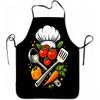 1pc Chef Hat Vegetables Spoon Spatula Print Apron, Durable And Easy To Clean, Adjustable Waistband, Polyester Material, for Kitchen Cooking, Gardening