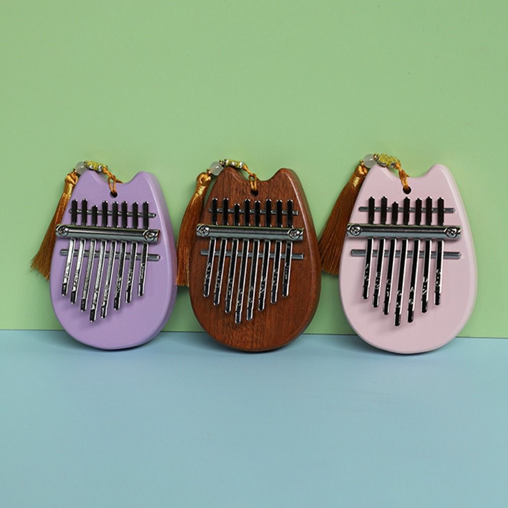 

Wood Finger Piano Mini Thumb Piano Music Elements 8 Keys Kalimba Beginners Brown-Oval
