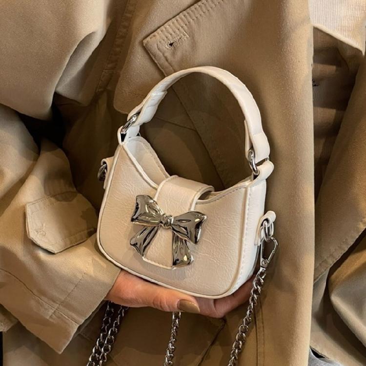 Chain Strap Messenger Bag for Women Bows Shoulder Bag PU Leather Crossbody Bag