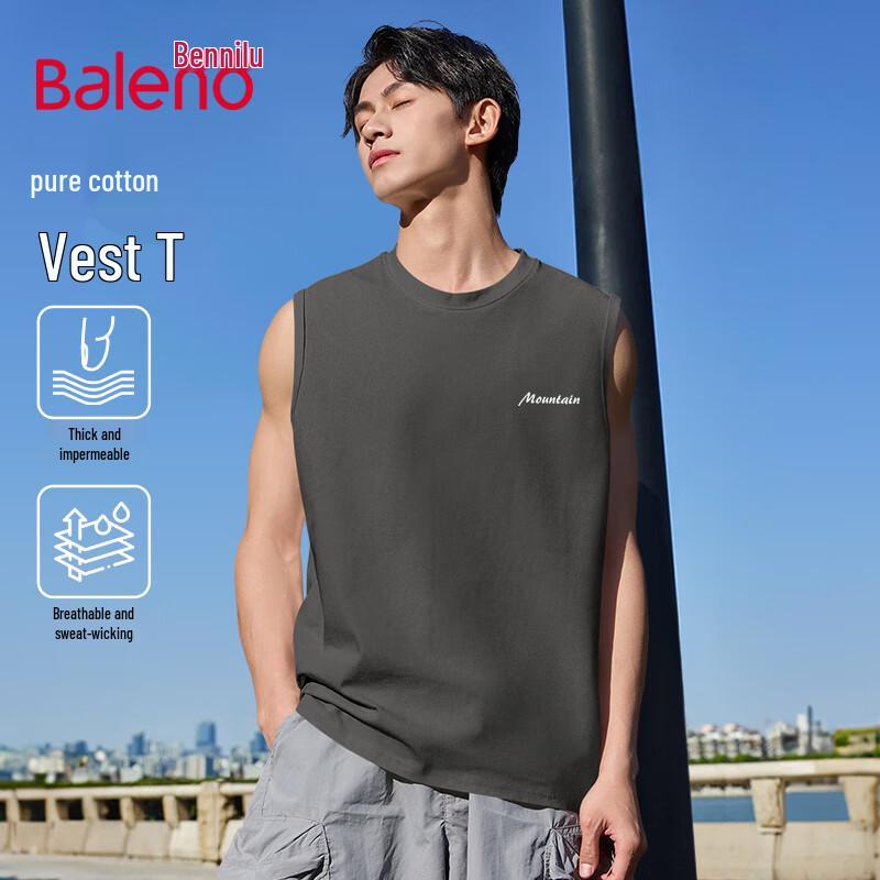 Baleno Men's Cotton Mountain X Graphic Sleeveless Vest