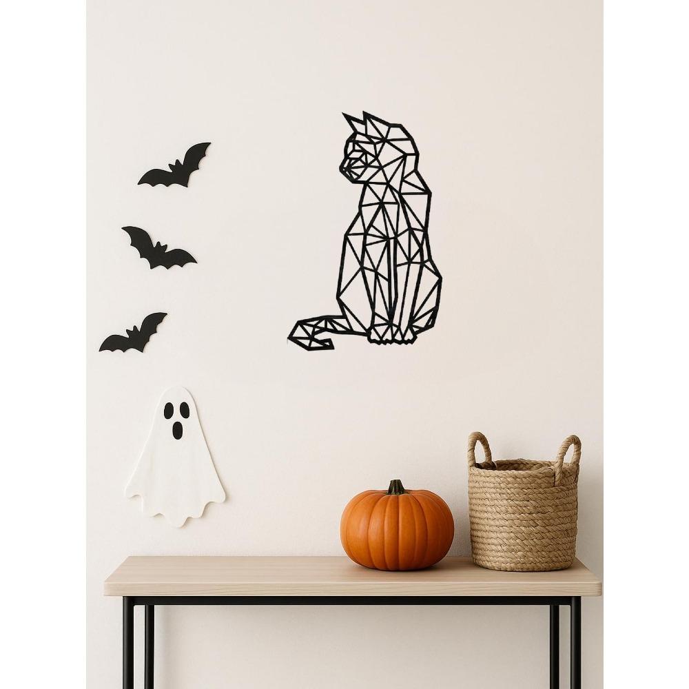 Handmade Cat Wall Decor Set, Boho Metal Art Gift, Rustproof Home Ornament