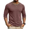 Men's T-Shirts Long Sleeve O-Neck Pactwork Casual Spring Autumn Tees Tops Fashion Mens Clothing
