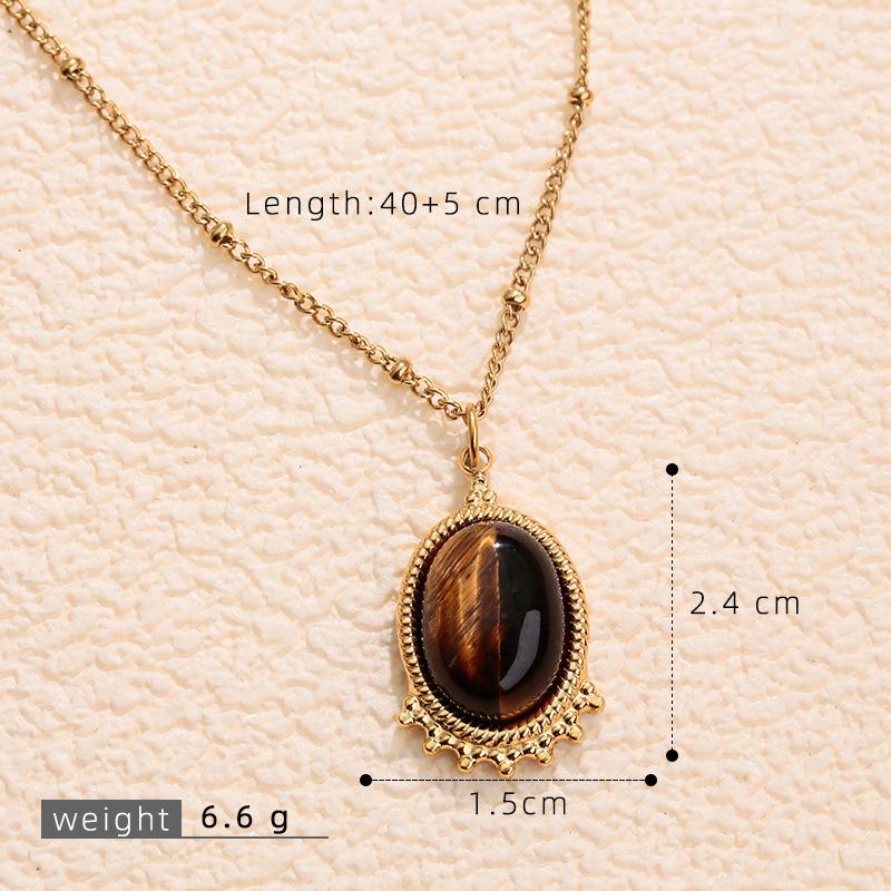 Maillard Style 18k Gold Irregular Tiger's Eye Pendant Necklace