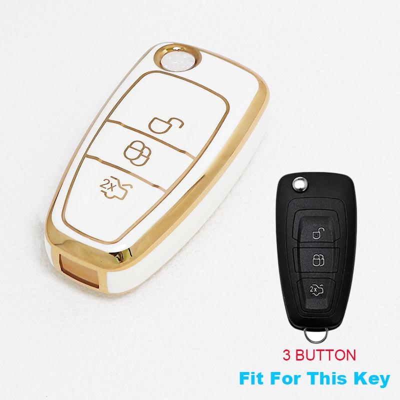 For Ford Mondeo Focus 3 Mk3 Kuga Fiesta Escape Ecosport Tpu Remote Car Key Case Cover Keyless Auto Shell Fob Holder Accessories