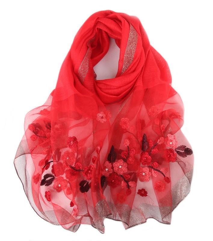 Embroidery, Embroidery, Handmade Beads, Silk, Wool Silk Scarf, Women'S Spring And Autumn Versatile Solid Color Scarf, Free Mother Scarf