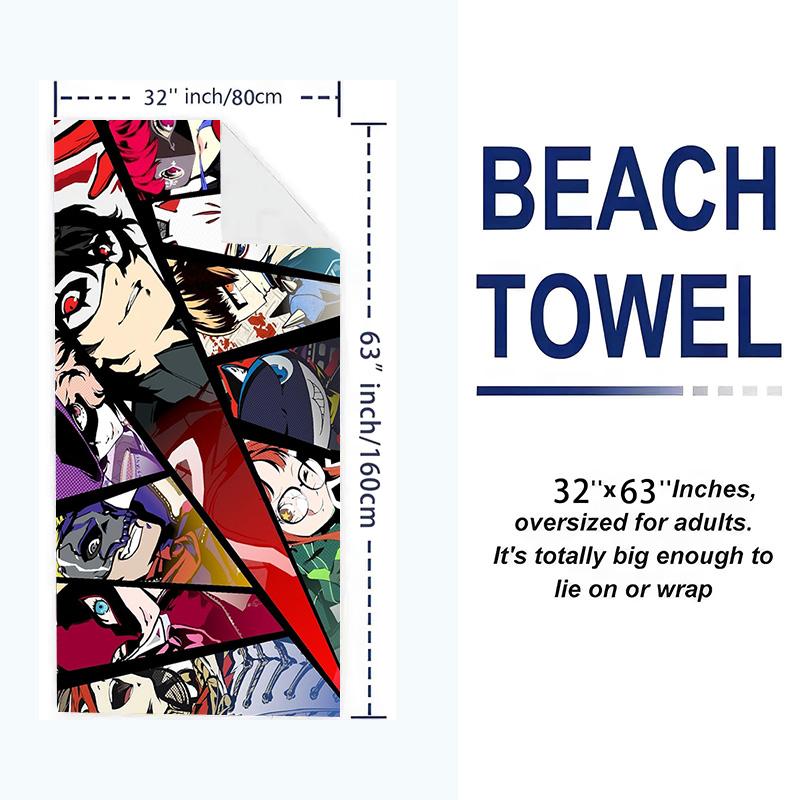 Persona 5 Print Beach Towel, Large Soft Quick Dry Towel for Beach Camping Swimming