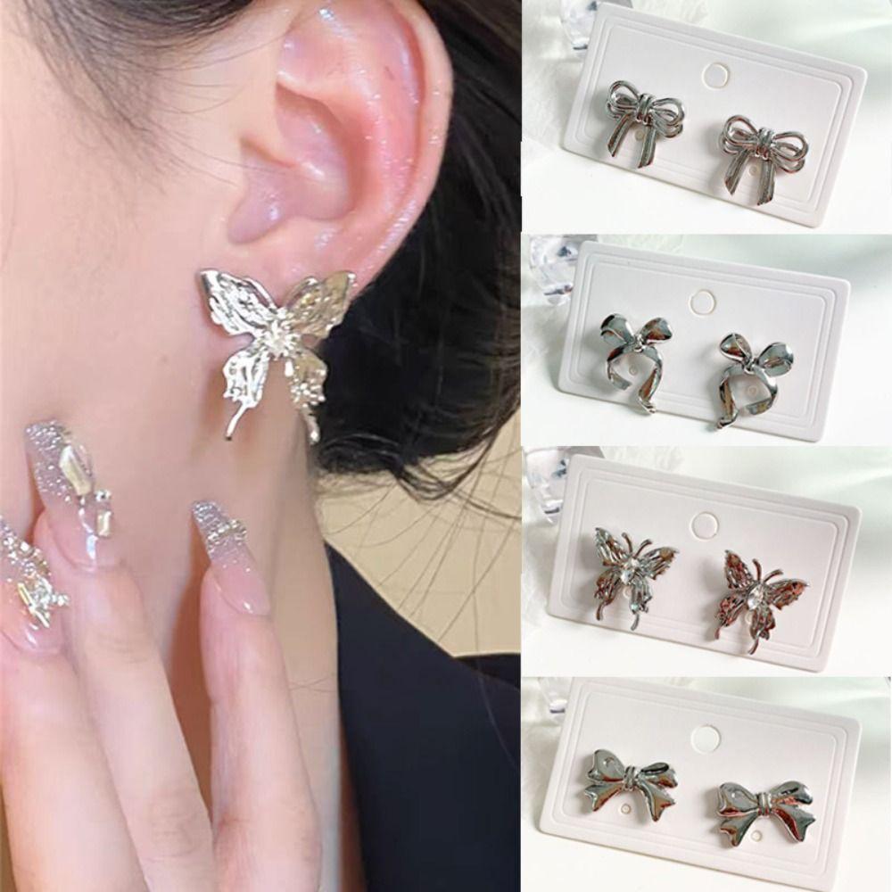 

Портативные серьги-банты, милые металлические серьги, новые серьги с узлом