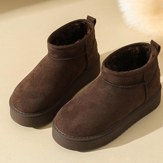 

Зимние женские короткие ботинки на толстой подошве с внутренней платформой, новинка 2025 года, утепленные снегоходы, хлопковые ботинки из хлопка, северо-восточные хлопковые ботинки 40