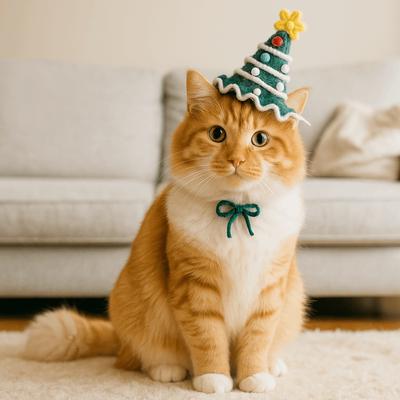 Pet Accessories Cute Pet Christmas Hats Soft Handmade Dog Christmas Tree Hat Comfortable Pet Cosplay Hat Party