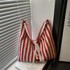 Fashion and Popular Double-sided Striped Tote Bag, Simple Niche Design, Underarm Bag, Foreign Style Large-capacity Shoulder Bag