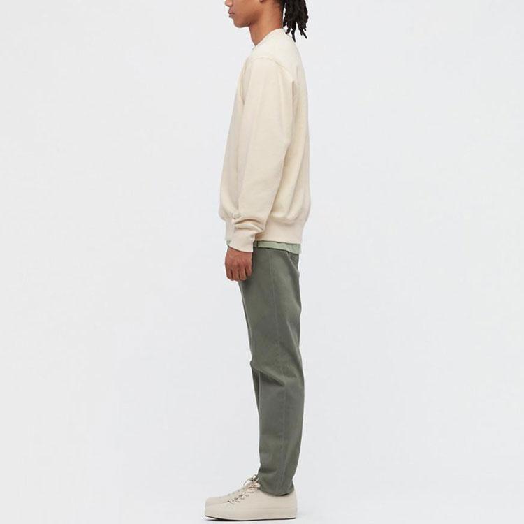 UNIQLO Solid Color Loose Fit Crew Neck Sweatshirt Unisex sweatshirt Light-Beige 444966-30