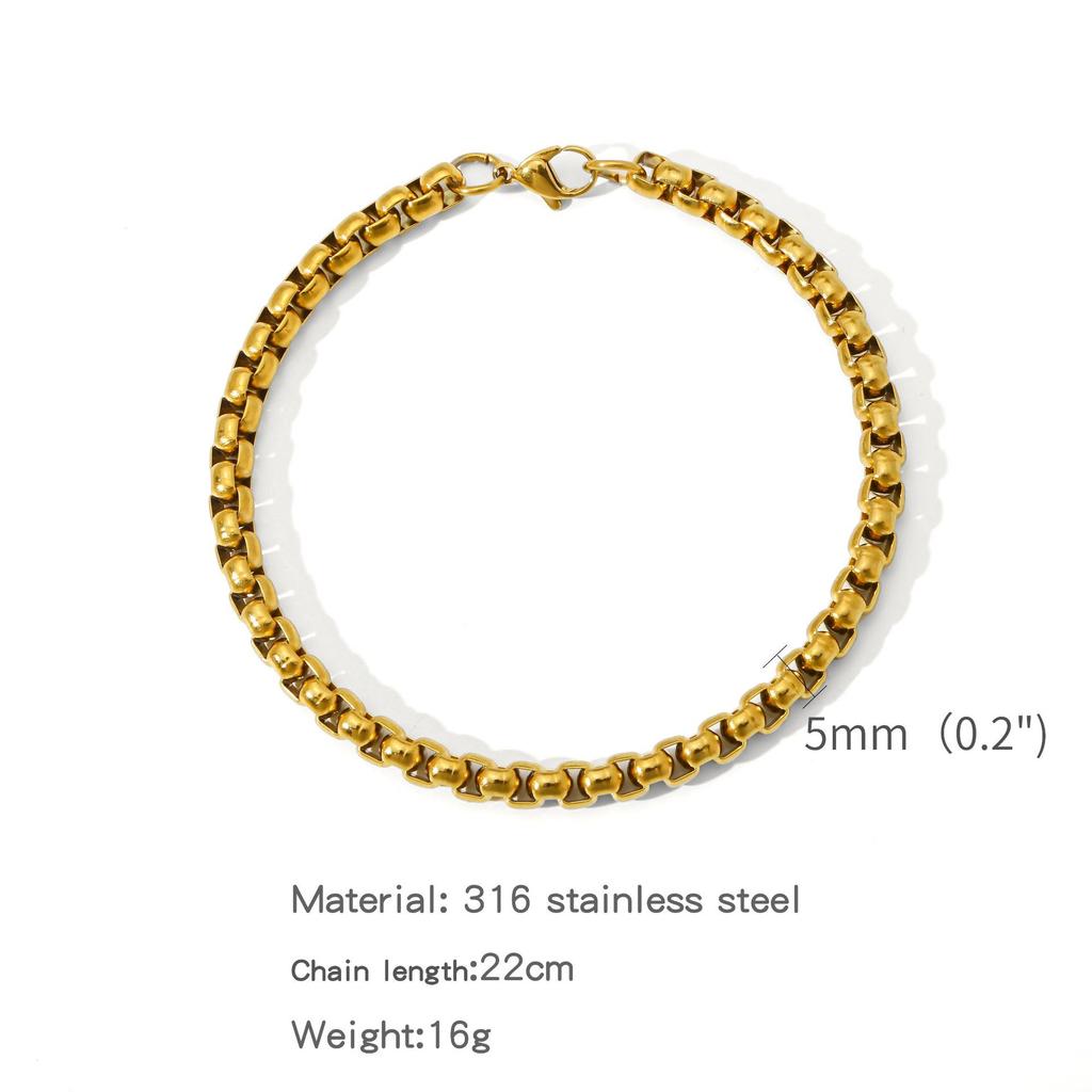 Stainless Steel Square Ball Chain Bracelet Men Titanium Steel Jewelry Hip-Hop Bracelet For Women Fashion Trend Accessories Gif