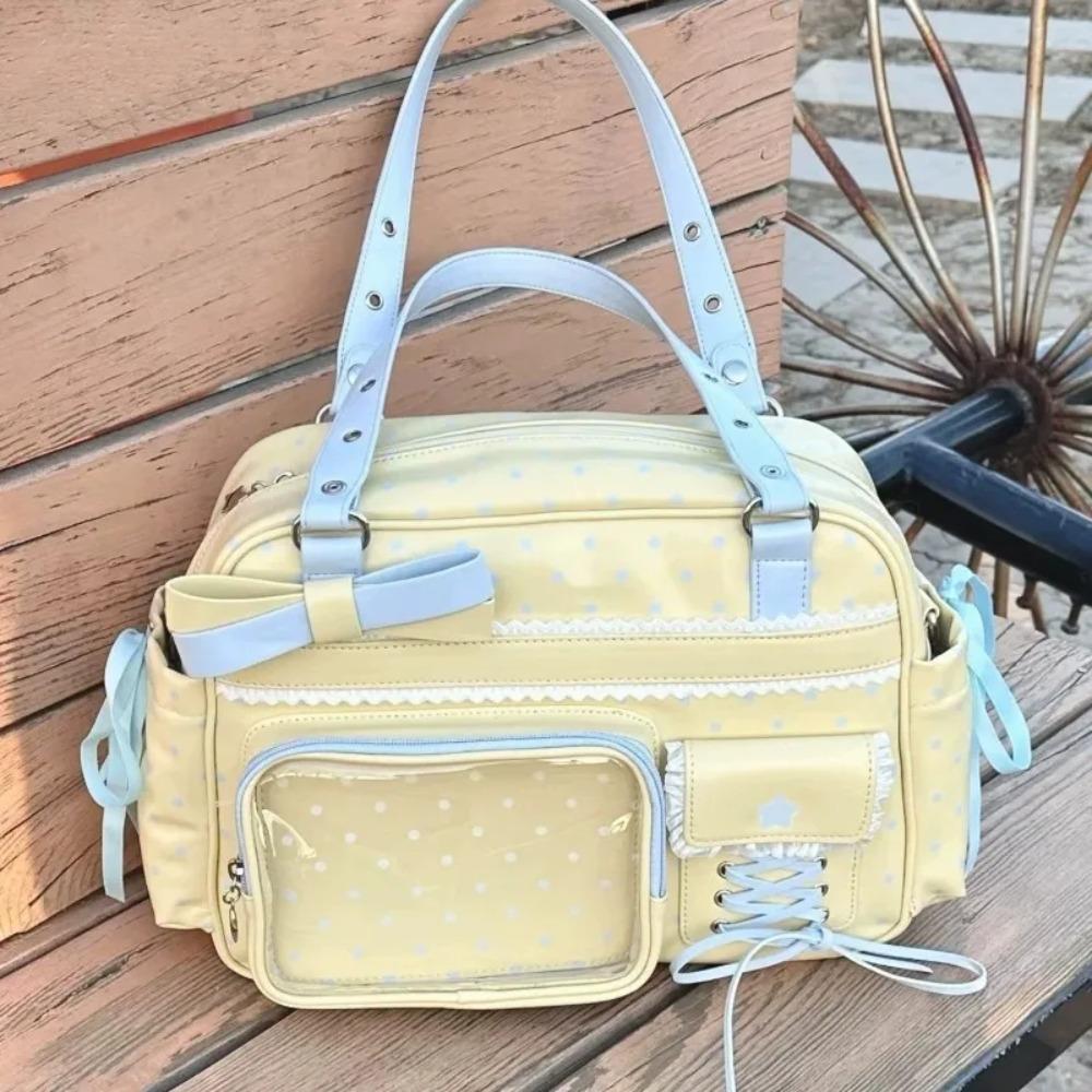 INS Kawaii Sweet Transparent Ita Boston Bag Large Capacity Anime Doll Display Shoulder Bag for Girls Students Daily Commute