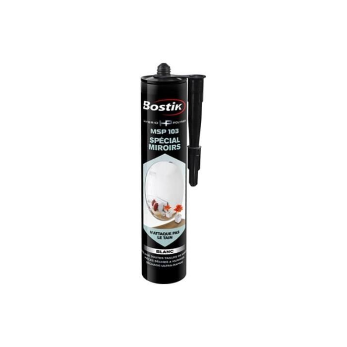 Mastic collage miroir - Bostik - MSP 103 - Blanc - 290 ml - Fixation rapide