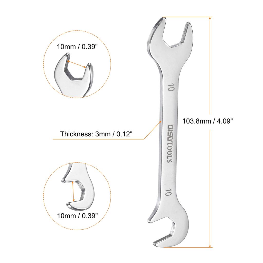 Uxcell Super-Thin Open End Wrench 5mm-11mm Metric Double Open-End Wrench with 15°and 75° Angled for Auto Repairs Home Projects