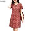 Robe décontractée à manches courtes et col rond pour femme, imprimé floral