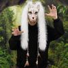 Wikinger-Fuchsmaske mit Kunstfell-Kopfschmuck für Halloween-Karnevals-Kostüm