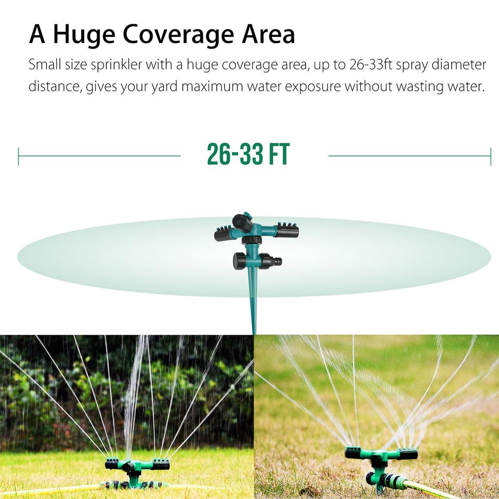 Adjustable Green 360 Degree Rotating Stent Style Lawn Sprinklers Irrigation System 12*12*23CM